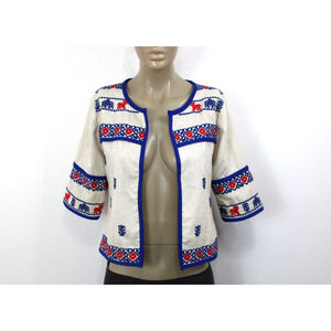 Anthropologie THML Jacket Size XS Open Crop Top Embroidered Bohemian Boho Womens